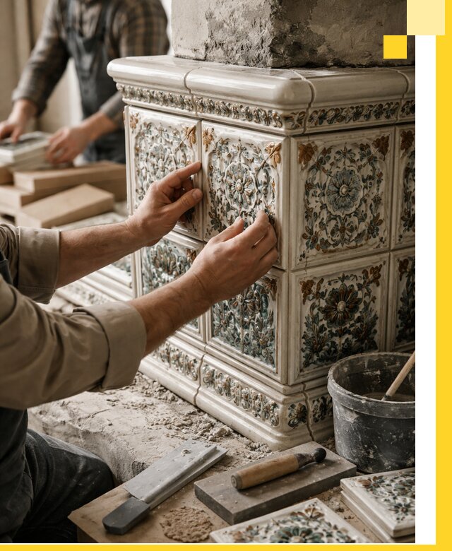 Изразцовые камины под ключ в Симферополе: проект и монтаж