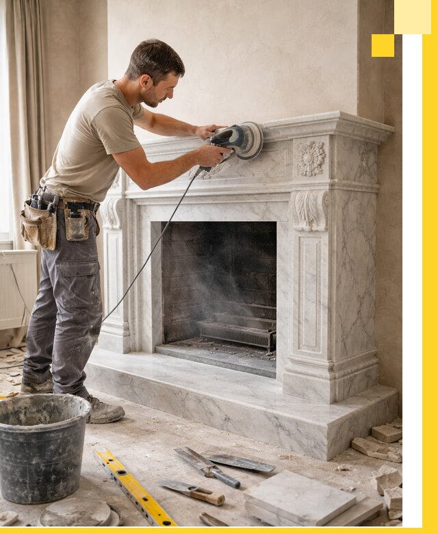 Изготовление и установка мраморных каминов в Симферополе под ключ