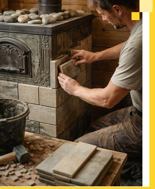 Облицовка банных печей в Симферополе профессиональная отделка