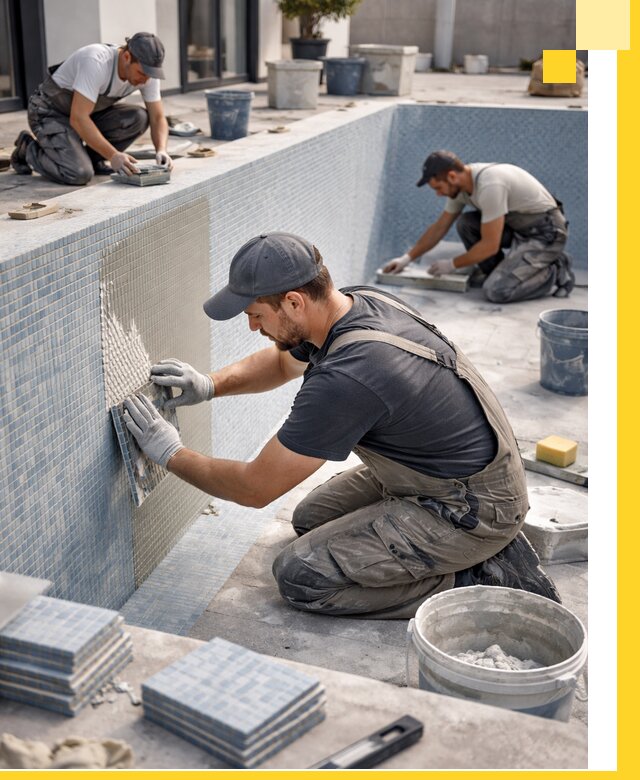 Облицовка бассейнов в Симферополе плитка мозаика гидроизоляция