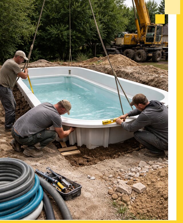 Установка и монтаж композитных бассейнов под ключ в Симферополе