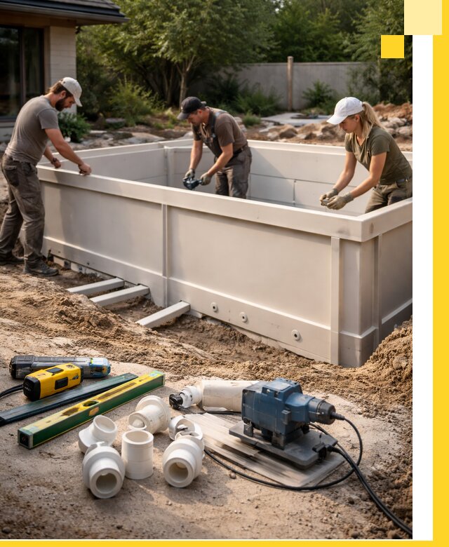 Установка полипропиленовых бассейнов под ключ в Симферополе