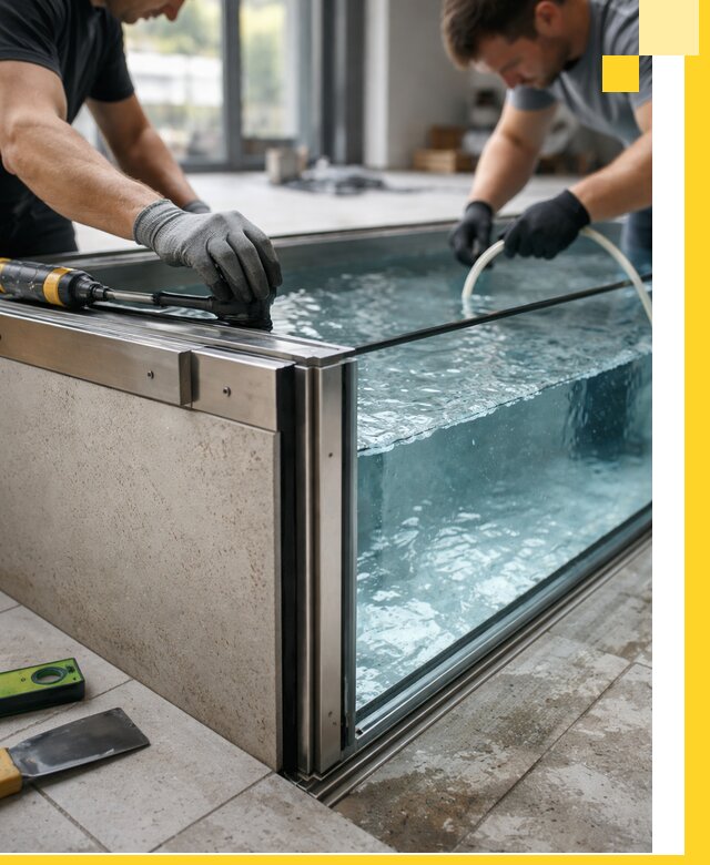 Проектирование и монтаж стеклянных бассейнов в Симферополе