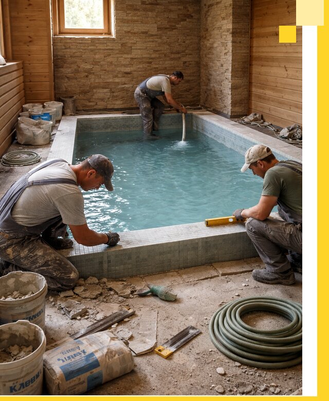 Проектирование и строительство бассейнов для бани в Симферополе