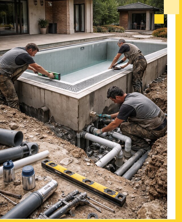 Строительство переливных бассейнов в Симферополе под ключ