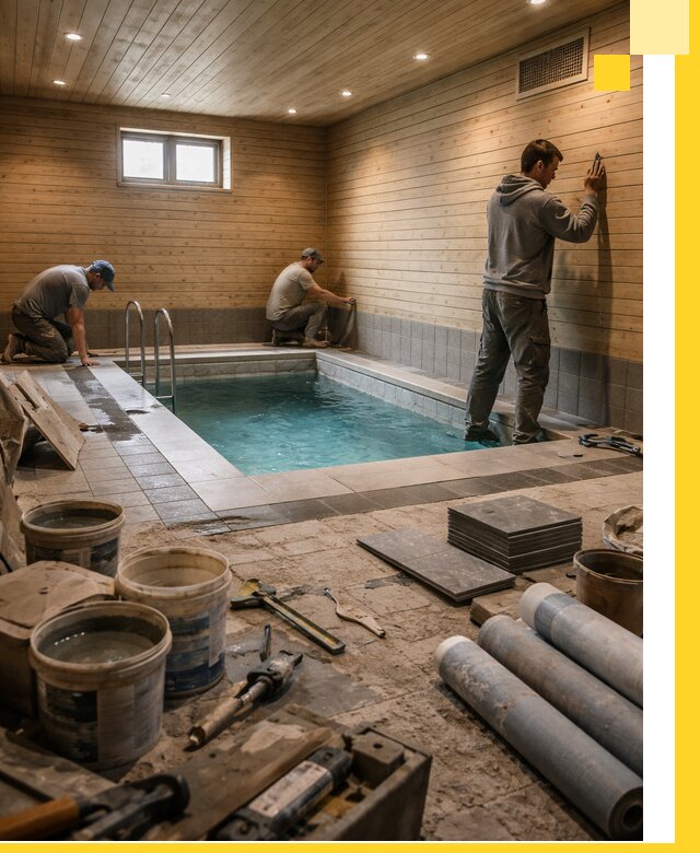 Строительство бани с бассейном и сауной под ключ в Симферополе