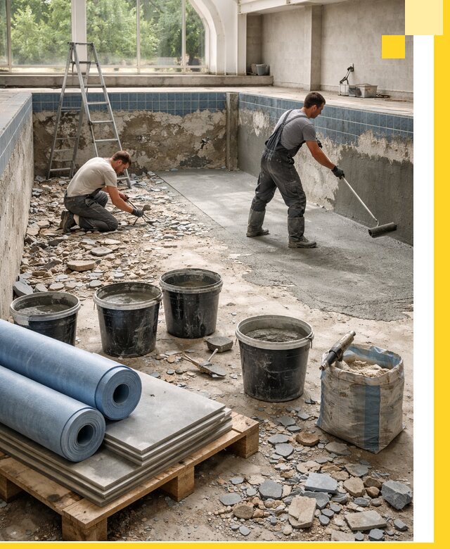 Реконструкция бассейнов в Симферополе: ремонт, гидроизоляция