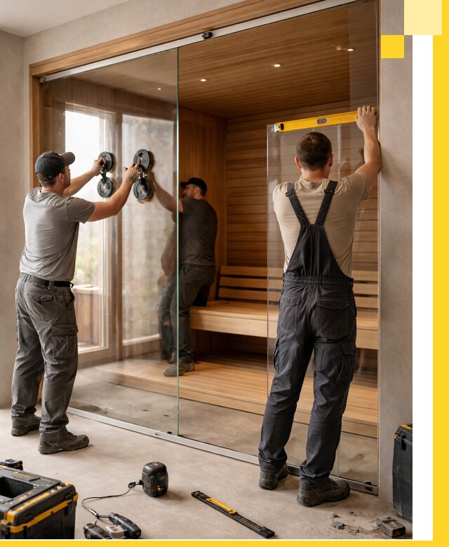 Производство и монтаж стеклянных саун под ключ в Симферополе