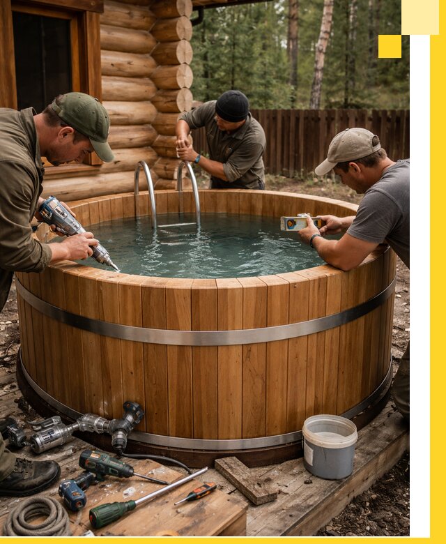 Строительство бань с купелью под ключ и отделкой в Симферополе