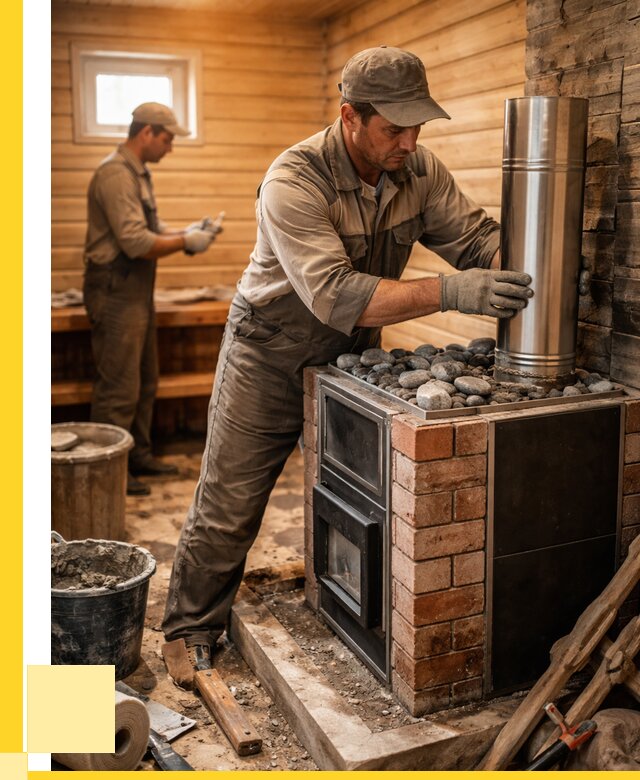 Монтаж печи в бане под ключ в Симферополе от 20774 р. | ЭриданСим