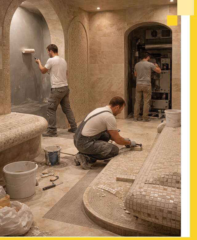 Строительство бани с хамамом и бассейном под ключ в Симферополе