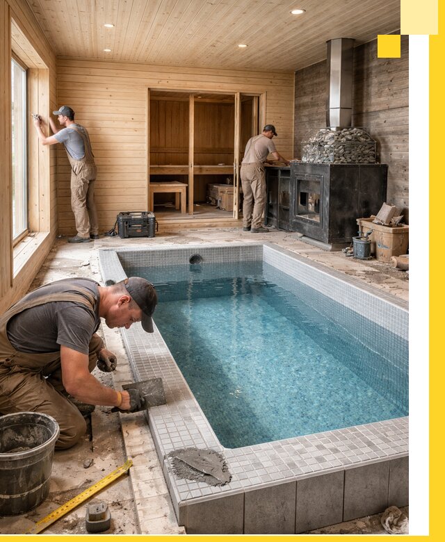 Проект бани с бассейном и сауной в Симферополе под ключ