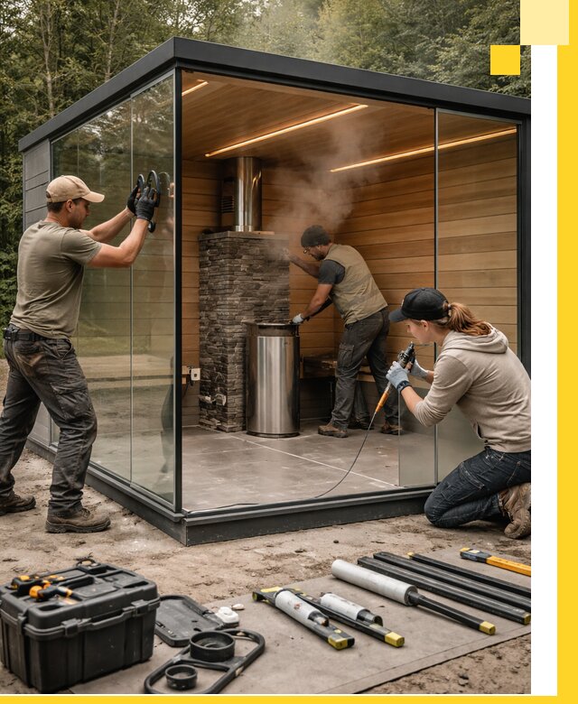 Проектирование и строительство стеклянных бань в Симферополе