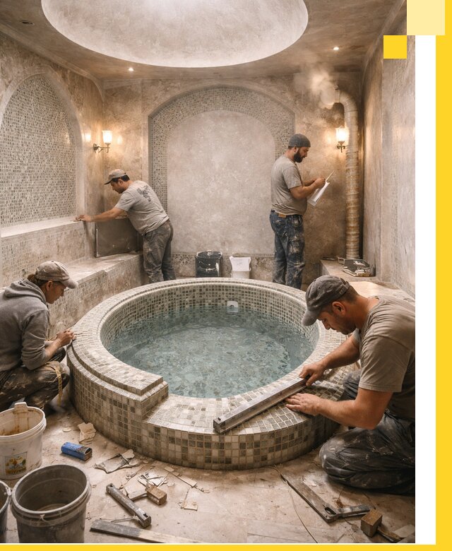 Профессиональное строительство хамама с бассейном в Симферополе под ключ