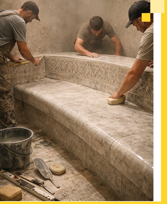 Изготовление и установка сидений для хамама в Симферополе